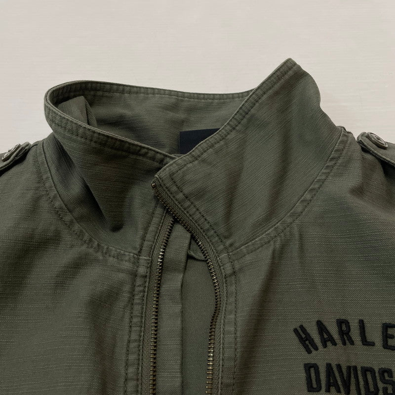 【中古品】【レディース】 HARLEY DAVIDSON ハーレーダビッドソン WOMEN'S FATIGUES TEXTURED JACKET 97422-22VW ウーマンズ ファティーグ テクスチャード ジャケット アウター ミリタリー 168-260301-ko-15-tei サイズ：XL カラー：カーキ 万代Net店