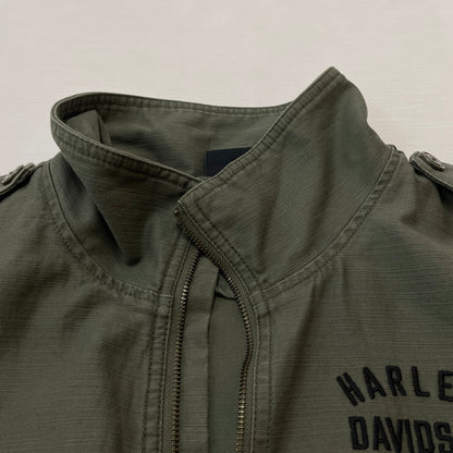 【中古品】【レディース】 HARLEY DAVIDSON ハーレーダビッドソン WOMEN'S FATIGUES TEXTURED JACKET 97422-22VW ウーマンズ ファティーグ テクスチャード ジャケット アウター ミリタリー 168-260301-ko-15-tei サイズ：XL カラー：カーキ 万代Net店