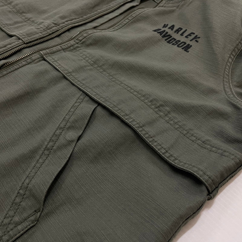 【中古品】【レディース】 HARLEY DAVIDSON ハーレーダビッドソン WOMEN'S FATIGUES TEXTURED JACKET 97422-22VW ウーマンズ ファティーグ テクスチャード ジャケット アウター ミリタリー 168-260301-ko-15-tei サイズ：XL カラー：カーキ 万代Net店