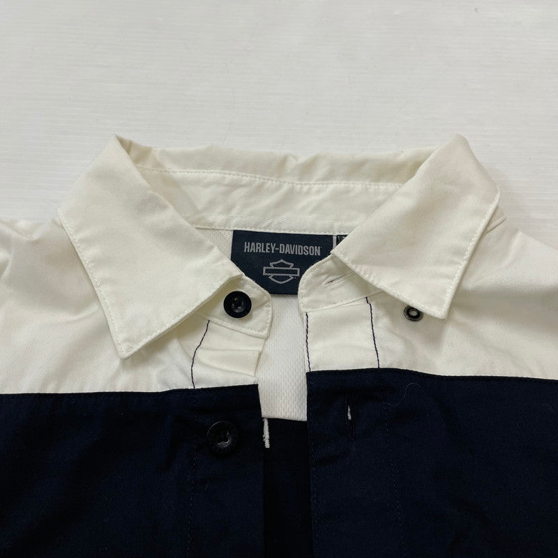 【中古品】【メンズ】 HARLEY DAVIDSON ハーレーダビッドソン VICTORY COLORBLOCK BUTTON UP MECHANIC RACING SHIRT 96072-24VM ビクトリー カラーブロック メカニック レーシング シャツ 145-260301-ko-14-fuz サイズ：M カラー：ブラック/ホワイト 万代Net店