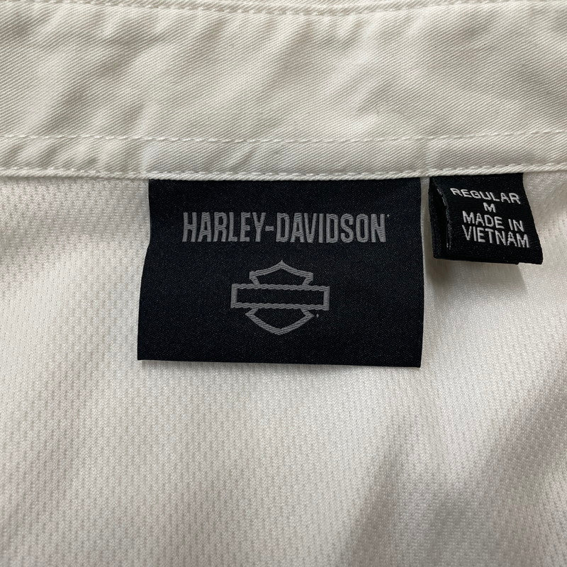 【中古品】【メンズ】 HARLEY DAVIDSON ハーレーダビッドソン VICTORY COLORBLOCK BUTTON UP MECHANIC RACING SHIRT 96072-24VM ビクトリー カラーブロック メカニック レーシング シャツ 145-260301-ko-14-fuz サイズ：M カラー：ブラック/ホワイト 万代Net店