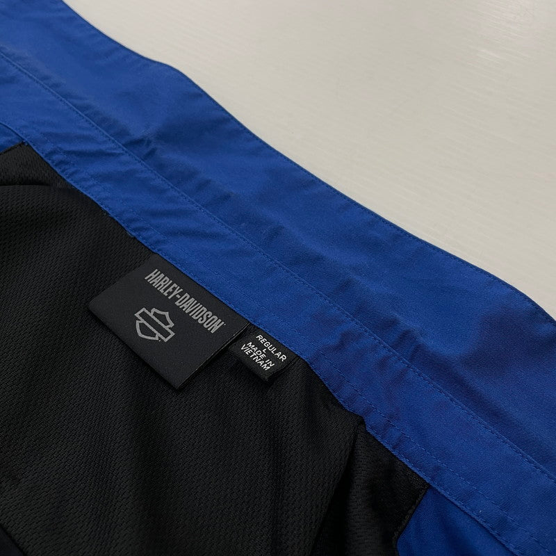【中古品】【メンズ】 HARLEY DAVIDSON ハーレーダビッドソン VICTORY COLORBLOCK BUTTON UP MECHANIC RACING SHIRT 96072-24VM ビクトリー カラー ブロック ボタンアップ メカニック レーシング シャツ トップス 145-260301-ko-13-tei サイズ：L カラー：ブルー/ブラック 万代Net店