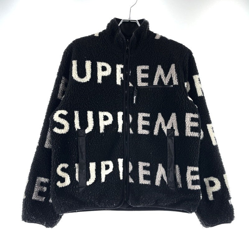 【中古品】【メンズ】 Supreme シュプリーム 18AW REVERSIBLE LOGO FLEECE JACKET リバーシブル ロゴ フリースジャケット ライトアウター 149-260225-yo-03-tei サイズ：S カラー：ブラック 万代Net店