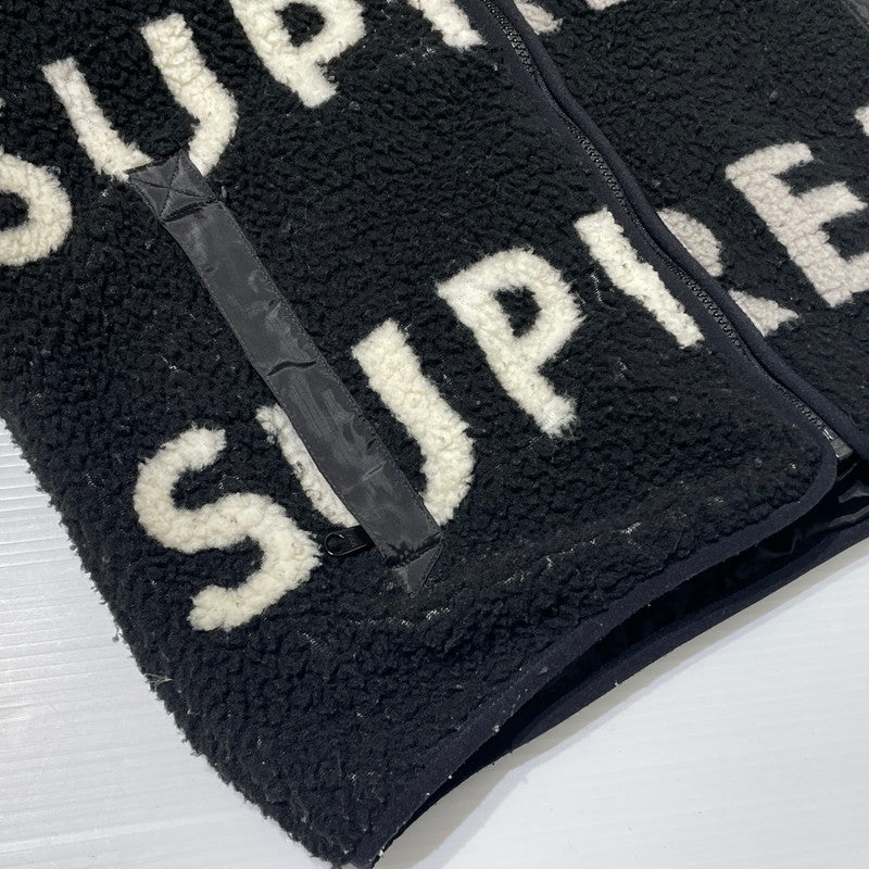 【中古品】【メンズ】 Supreme シュプリーム 18AW REVERSIBLE LOGO FLEECE JACKET リバーシブル ロゴ フリースジャケット ライトアウター 149-260225-yo-03-tei サイズ：S カラー：ブラック 万代Net店