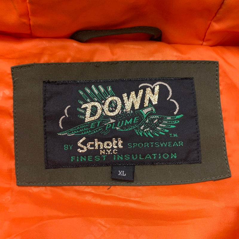 【中古品】【メンズ】 schott ショット SNORKEL DOWN PARKA 3182009 シュノーケル ダウン パーカ アウター ダウンジャケット 145-260227-ks-02-tei サイズ：XL カラー：カーキ 万代Net店