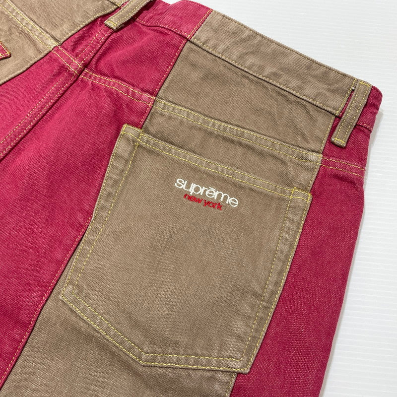 【中古品】【メンズ】 Supreme シュプリーム 25SS PANELD STRIPE BAGGY JEAN パネル ストライプ バギージーンズ ボトムス デニムパンツ 149-260225-yo-12-tei サイズ：38 カラー：ピンク/ベージュ 万代Net店