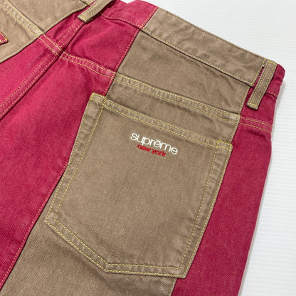 【中古品】【メンズ】 Supreme シュプリーム 25SS PANELD STRIPE BAGGY JEAN パネル ストライプ バギージーンズ ボトムス デニムパンツ 149-260225-yo-12-tei サイズ：38 カラー：ピンク/ベージュ 万代Net店
