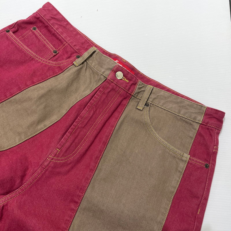 【中古品】【メンズ】 Supreme シュプリーム 25SS PANELD STRIPE BAGGY JEAN パネル ストライプ バギージーンズ ボトムス デニムパンツ 149-260225-yo-12-tei サイズ：38 カラー：ピンク/ベージュ 万代Net店