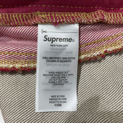 【中古品】【メンズ】 Supreme シュプリーム 25SS PANELD STRIPE BAGGY JEAN パネル ストライプ バギージーンズ ボトムス デニムパンツ 149-260225-yo-12-tei サイズ：38 カラー：ピンク/ベージュ 万代Net店