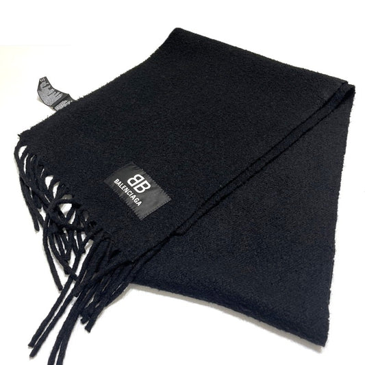 【中古品】【メンズ/レディース】 BALENCIAGA バレンシアガ WOOL MUFFLER 673309 ウールマフラー 服飾雑貨 187-260303-yo-01-tei カラー：ブラック 万代Net店