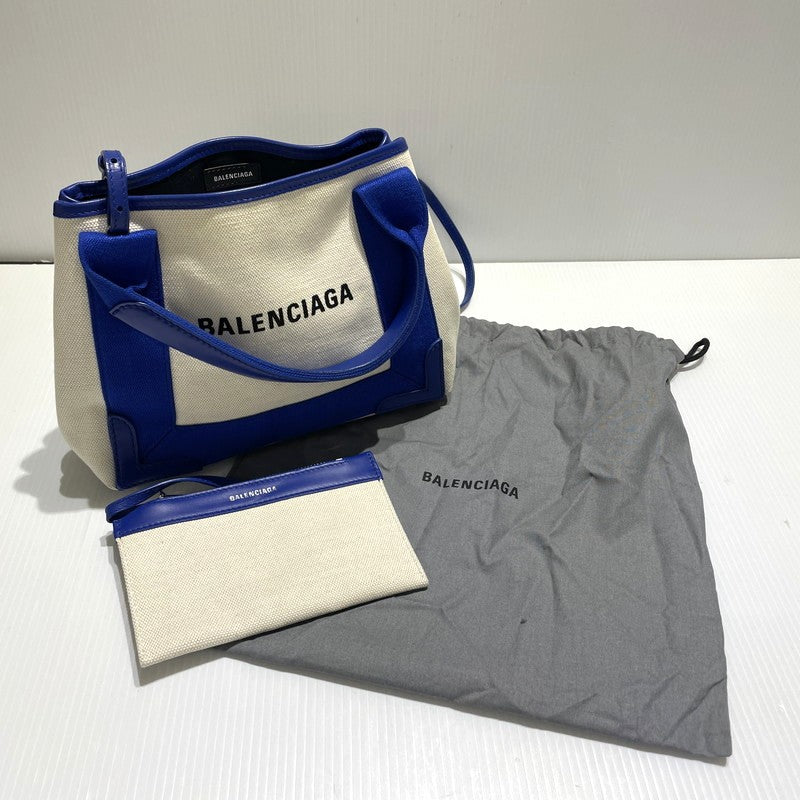 【中古品】【レディース】 BALENCIAGA バレンシアガ 2WAY NAVY CABAS XS SHOULDER BAG 390346 2ウェイ ネイビーカバ XS ショルダーバッグ カバン ハンドバッグ 180-260303-yo-05-tei カラー：ブルー 万代Net店