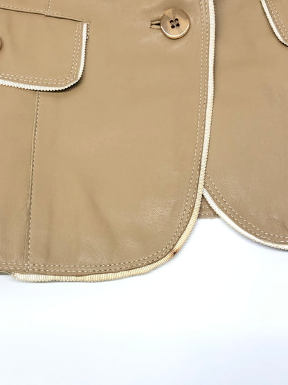 【中古品】【メンズ】 BALMAIN バルマン Leather Tailored Jacket レザーテーラードジャケット アウター 147-260819-SH-01-hon サイズ：11 カラー：ベージュ 万代Net店