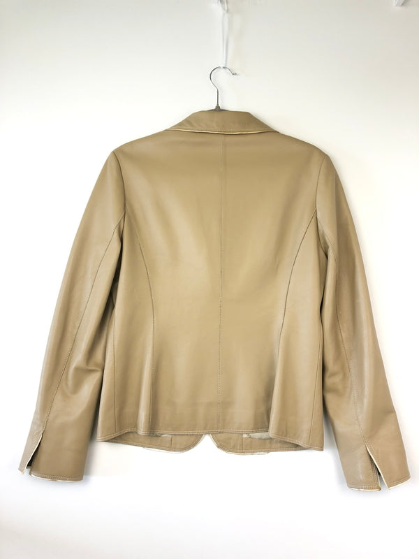 【中古品】【メンズ】 BALMAIN バルマン Leather Tailored Jacket レザーテーラードジャケット アウター 147-260819-SH-01-hon サイズ：11 カラー：ベージュ 万代Net店