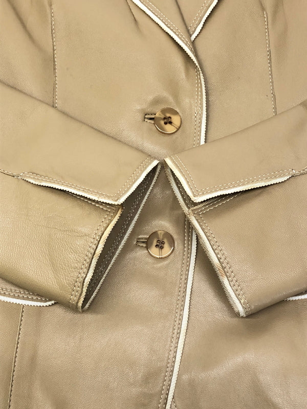【中古品】【メンズ】 BALMAIN バルマン Leather Tailored Jacket レザーテーラードジャケット アウター 147-260819-SH-01-hon サイズ：11 カラー：ベージュ 万代Net店
