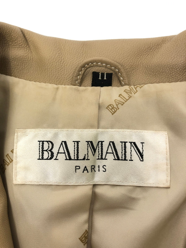 【中古品】【メンズ】 BALMAIN バルマン Leather Tailored Jacket レザーテーラードジャケット アウター 147-260819-SH-01-hon サイズ：11 カラー：ベージュ 万代Net店