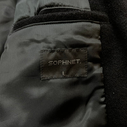 【中古品】【メンズ】 SOPH ソフ 23AW LEATHER SLEEVE VARSITY JACKET SOPH-232018 レザー スリーブ ヴァーシティ ジャケット アウター 142-260301-ko-01-fuzh サイズ：L カラー：ブラック/ホワイト 万代Net店