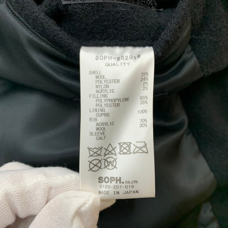 【中古品】【メンズ】 SOPH ソフ 23AW LEATHER SLEEVE VARSITY JACKET SOPH-232018 レザー スリーブ ヴァーシティ ジャケット アウター 142-260301-ko-01-fuzh サイズ：L カラー：ブラック/ホワイト 万代Net店