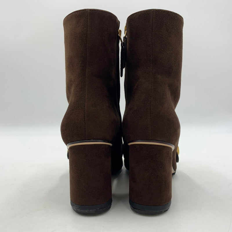【中古品】【レディース】 GUCCI グッチ GG MARMONT FRINGED SUEDE ANKLE BOOTS 408210 GGマーモント フリンジスエード アンクルブーツ 靴 ショートブーツ 183-260228-ko-08-tei サイズ：35.5 カラー：ブラウン 万代Net店
