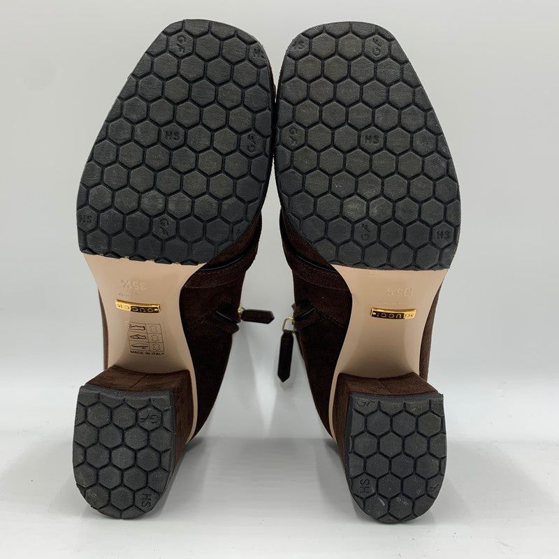 【中古品】【レディース】 GUCCI グッチ GG MARMONT FRINGED SUEDE ANKLE BOOTS 408210 GGマーモント フリンジスエード アンクルブーツ 靴 ショートブーツ 183-260228-ko-08-tei サイズ：35.5 カラー：ブラウン 万代Net店