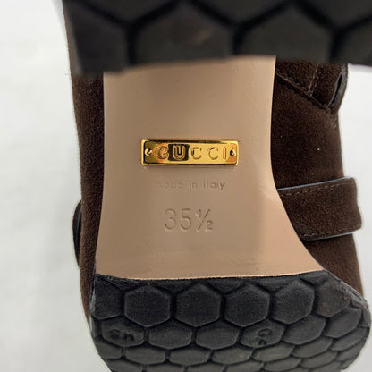 【中古品】【レディース】 GUCCI グッチ GG MARMONT FRINGED SUEDE ANKLE BOOTS 408210 GGマーモント フリンジスエード アンクルブーツ 靴 ショートブーツ 183-260228-ko-08-tei サイズ：35.5 カラー：ブラウン 万代Net店