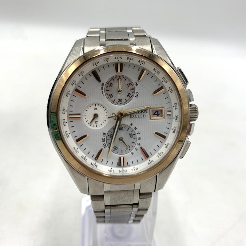 【中古品】【メンズ】 CITIZEN シチズン Exceed ECO-DRIVE AT8074-55 エクシード エコドライブ 腕時計 電波ソーラー 197-260404-ko-08-tei カラー：シルバー/ゴールド 万代Net店