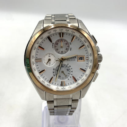 【中古品】【メンズ】 CITIZEN シチズン Exceed ECO-DRIVE AT8074-55 エクシード エコドライブ 腕時計 電波ソーラー 197-260404-ko-08-tei カラー：シルバー/ゴールド 万代Net店