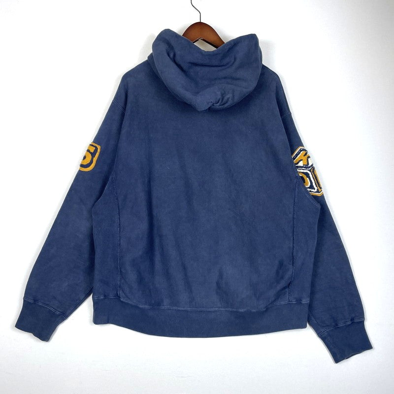 【中古品】【メンズ】 RECOGNIZE レコグナイズ RCG PACHED HOODIE パッチド フーディ 長袖 トップス プルオーバー パーカー 147-260228-yo-10-tei サイズ：L カラー：ネイビー 万代Net店
