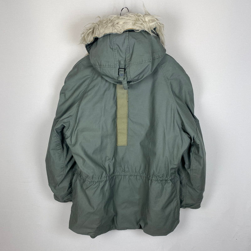 【ジャンク品】【メンズ】 US ARMY ユーエスアーミー アメリカ軍 70’s N-3B PARKA VINTAGE MIL-J-6279H 70年代 N-3B パーカ アウター フライトジャケット コントラクト品 ホワイトファー仕様 145-260304-ks-26-tei サイズ：XL カラー：グリーン 万代Net店