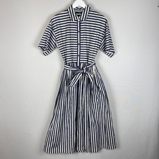 【中古品】【レディース】 Kate Spade ケイトスペード ストライプド ミディ シャツ ドレス KK858 XSI S 半袖 トップス 168-260304-ks-23-tei サイズ：M カラー：Sインク／Fクリーム 万代Net店