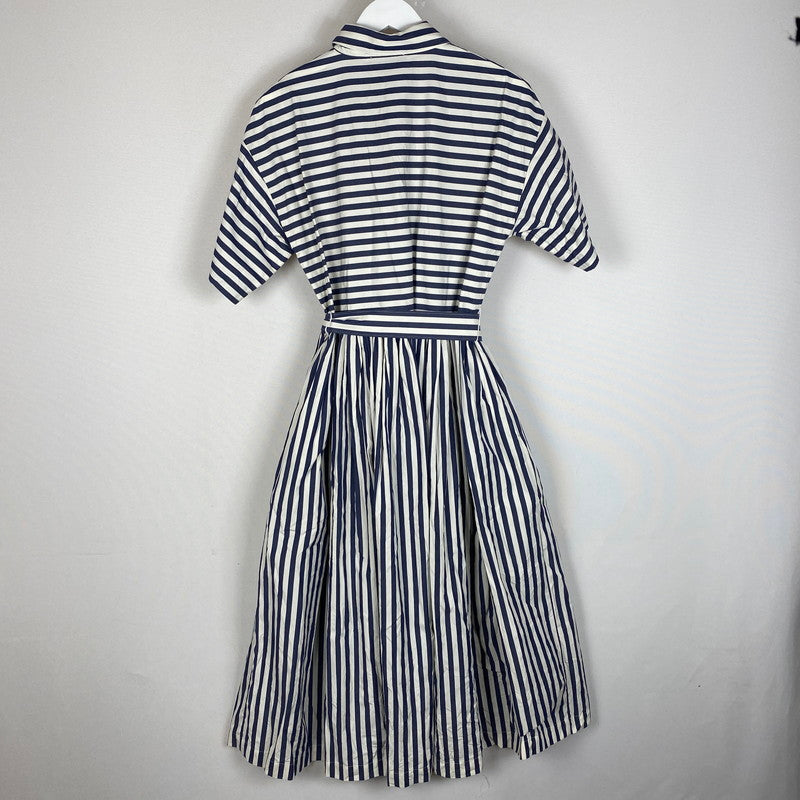 【中古品】【レディース】 Kate Spade ケイトスペード ストライプド ミディ シャツ ドレス KK858 XSI S 半袖 トップス 168-260304-ks-23-tei サイズ：M カラー：Sインク／Fクリーム 万代Net店