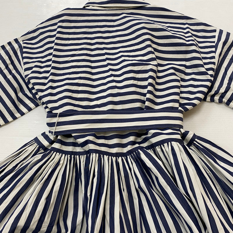 【中古品】【レディース】 Kate Spade ケイトスペード ストライプド ミディ シャツ ドレス KK858 XSI S 半袖 トップス 168-260304-ks-23-tei サイズ：M カラー：Sインク／Fクリーム 万代Net店