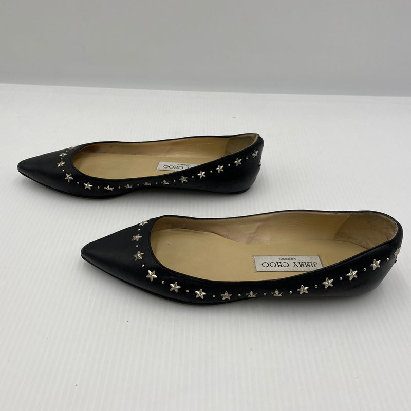 【現状渡し品】【レディース】 JIMMY CHOO ジミーチュウ FLAT SHOES フラット シューズ 靴 167-260819-sa-18-teih サイズ：36 カラー：ブラック 万代Net店