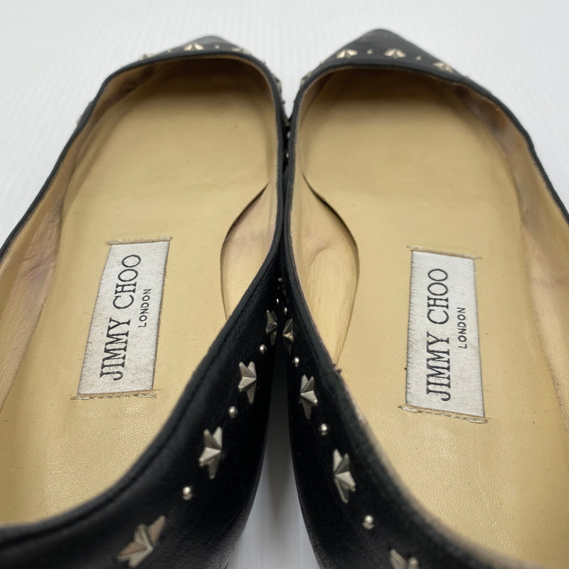 【現状渡し品】【レディース】 JIMMY CHOO ジミーチュウ FLAT SHOES フラット シューズ 靴 167-260819-sa-18-teih サイズ：36 カラー：ブラック 万代Net店