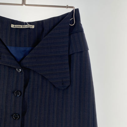【中古品】【レディース】 ACNE STUDIOS アクネストゥディオズ AF0097ネイビー ピンストライプ ボタンダウン ミニスカート 171-260810-nm-53-tei サイズ：34 カラー：ネイビー系 万代Net店