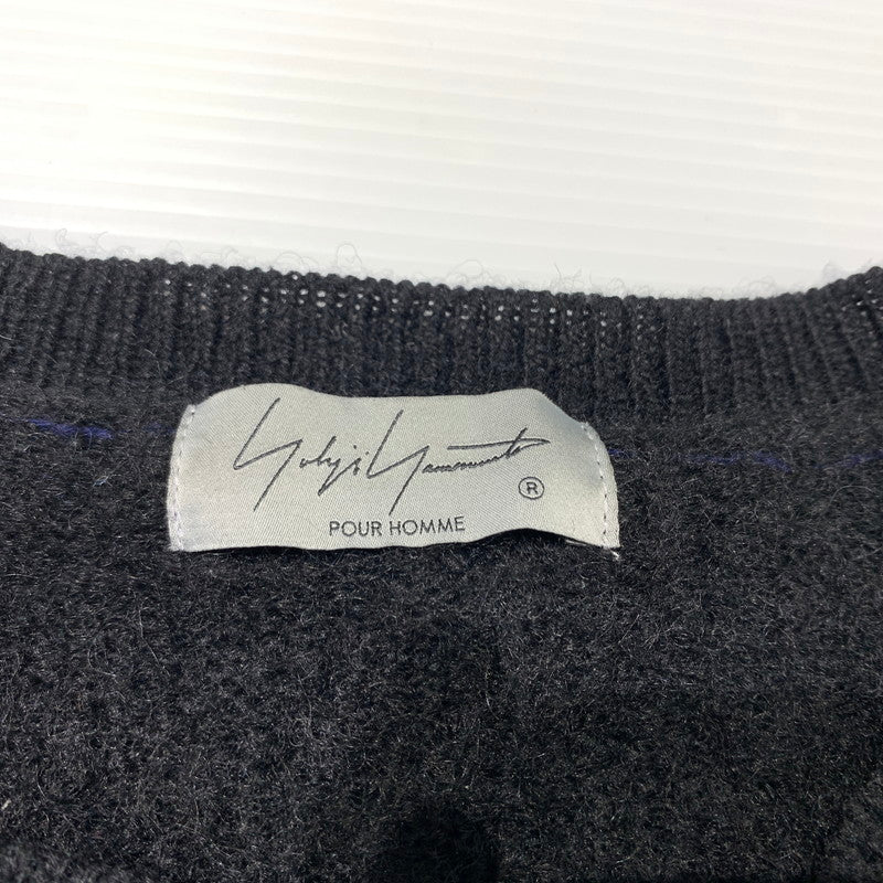 【中古品】【メンズ】 Yohji Yamamoto POUR HOMME ヨウジヤマモトプールオム UNFINISHED KNIT SWEATER HJ-K11-196 アンフィニッシュ ニット セーター トップス アルパカ混ニット ラウンドネック 140-260306-ko-11-tei サイズ：3 カラー：ブラック 万代Net店
