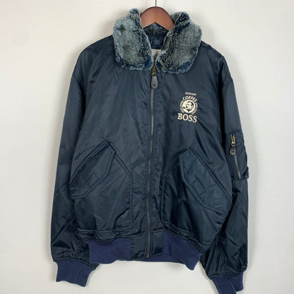 【中古品】【メンズ】 BOSS ボス NYLON FUR JACKET ナイロン ファー ジャケット ライトアウター 145-260306-ko-05-tei サイズ：不明 カラー：ネイビー 万代Net店