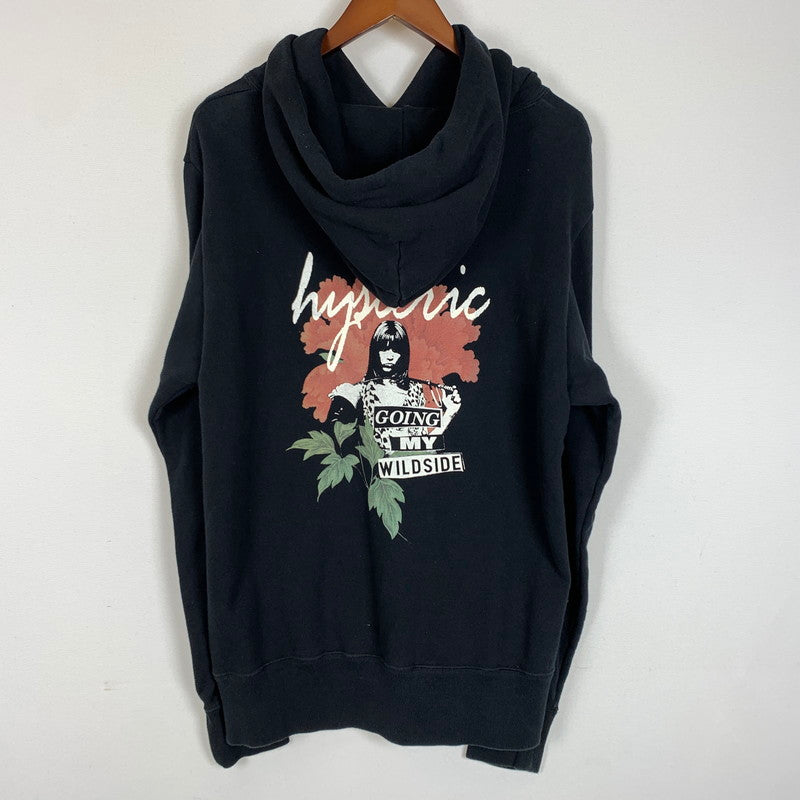 【中古品】【メンズ】 WILDSIDE ワイルドサイド × HYSTERIC GLAMOUR ヒステリックグラマー 別注 コラボ PEONY PUNK HOODIE SE-T23-033 ピオニー パンク フーディ トップス プルオーバーパーカー 140-260304-ko-08-fuzh サイズ：3 カラー：ブラック 万代Net店
