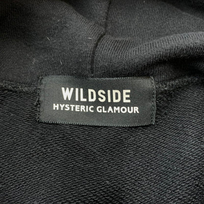 【中古品】【メンズ】 WILDSIDE ワイルドサイド × HYSTERIC GLAMOUR ヒステリックグラマー 別注 コラボ PEONY PUNK HOODIE SE-T23-033 ピオニー パンク フーディ トップス プルオーバーパーカー 140-260304-ko-08-fuzh サイズ：3 カラー：ブラック 万代Net店