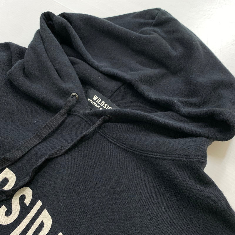 【中古品】【メンズ】 WILDSIDE ワイルドサイド × HYSTERIC GLAMOUR ヒステリックグラマー 別注 コラボ PEONY PUNK HOODIE SE-T23-033 ピオニー パンク フーディ トップス プルオーバーパーカー 140-260304-ko-08-fuzh サイズ：3 カラー：ブラック 万代Net店