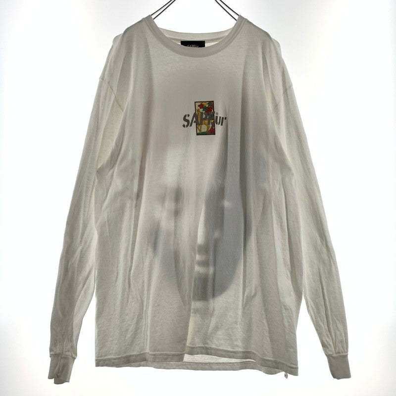 【中古品】【メンズ】 SAPEur サプール HANAFUDA RODMAN TEE ハナフダ ロッドマン Tシャツ 長袖 トップス 花札 142-260306-ko-09-tei サイズ：L カラー：ホワイト 万代Net店