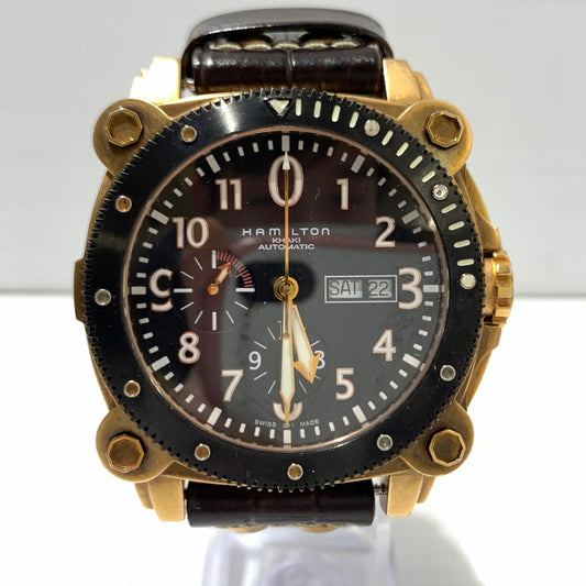 【中古品】【メンズ】 HAMILTON ハミルトン KHAKI BELOW ZERO AUTO H786460 カーキ ビロウ ゼロ クロノグラフ デイデイト 腕時計 自動巻き 197-260310-ko-28-tei カラー：ブラック 万代Net店