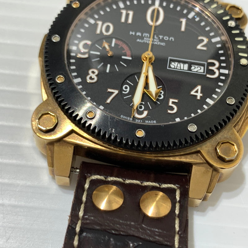 【中古品】【メンズ】 HAMILTON ハミルトン KHAKI BELOW ZERO AUTO H786460 カーキ ビロウ ゼロ クロノグラフ デイデイト 腕時計 自動巻き 197-260310-ko-28-tei カラー：ブラック 万代Net店