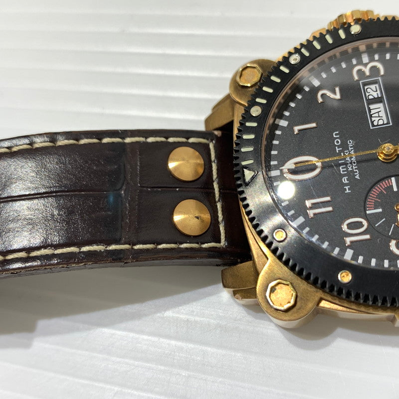 【中古品】【メンズ】 HAMILTON ハミルトン KHAKI BELOW ZERO AUTO H786460 カーキ ビロウ ゼロ クロノグラフ デイデイト 腕時計 自動巻き 197-260310-ko-28-tei カラー：ブラック 万代Net店