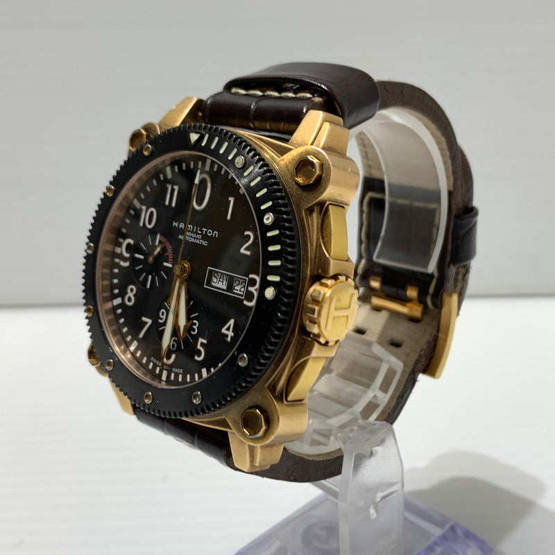 【中古品】【メンズ】 HAMILTON ハミルトン KHAKI BELOW ZERO AUTO H786460 カーキ ビロウ ゼロ クロノグラフ デイデイト 腕時計 自動巻き 197-260310-ko-28-tei カラー：ブラック 万代Net店