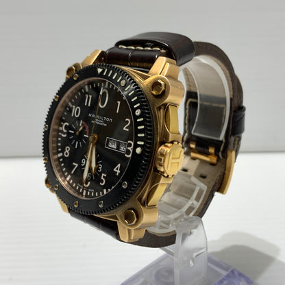 【中古品】【メンズ】 HAMILTON ハミルトン KHAKI BELOW ZERO AUTO H786460 カーキ ビロウ ゼロ クロノグラフ デイデイト 腕時計 自動巻き 197-260310-ko-28-tei カラー：ブラック 万代Net店