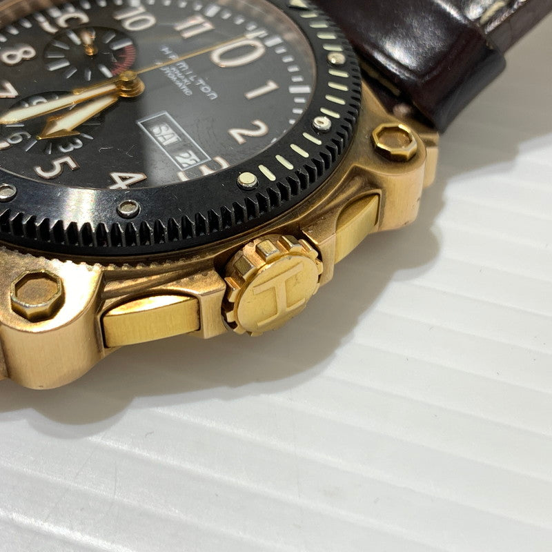 【中古品】【メンズ】 HAMILTON ハミルトン KHAKI BELOW ZERO AUTO H786460 カーキ ビロウ ゼロ クロノグラフ デイデイト 腕時計 自動巻き 197-260310-ko-28-tei カラー：ブラック 万代Net店