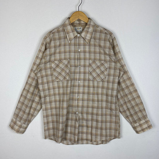 【中古品】【メンズ】 BELLCRAFT ベルクラフト 70～80's L/S SHIRT VINTAGE 70～80年代 ロングスリーブ シャツ ヴィンテージ 長袖 トップス 145-260306-ks-10-tei サイズ：M カラー：CHECK 万代Net店
