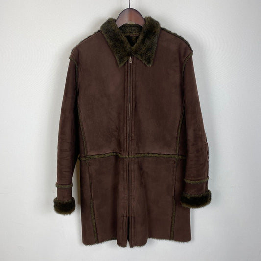 【中古品】【メンズ】 TORNADO MART トルネードマート FAKE LEATHER MOUTON COAT TBL-1529-2 フェイク レザー ムートン コート アウター 147-260306-ks-03-tei サイズ：L カラー：ブラウン 万代Net店