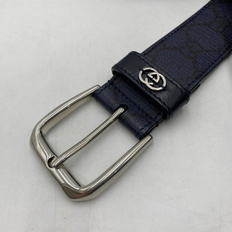 【中古品】【メンズ】 GUCCI グッチ 673921 インターロッキングG ディテール付き ベルト アクセサリー 182-260309-ks-06-tei サイズ：90 カラー：ブラック GGスプリーム キャンバス 万代Net店