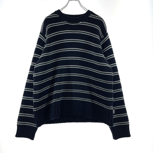 【中古品】【メンズ】 CHUNKY COTTON STRIPE SWEATER 117272 チャンキー コットン ストライプ セーター 長袖 トップス 142-260313-yo-16-fuzh サイズ：S カラー：ネイビー 万代Net店